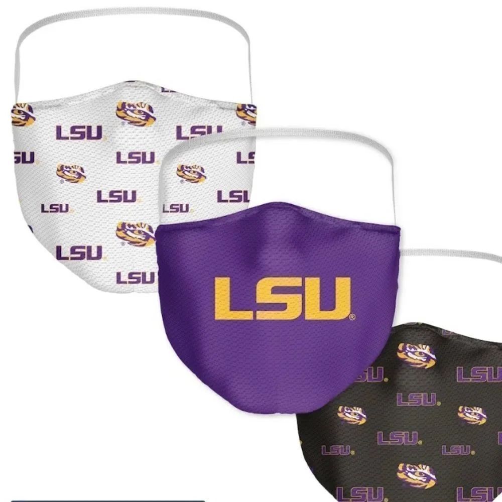 New in Package LSU Louisiana Tech Tigers Face Covering Face Mask Masks Set of 3